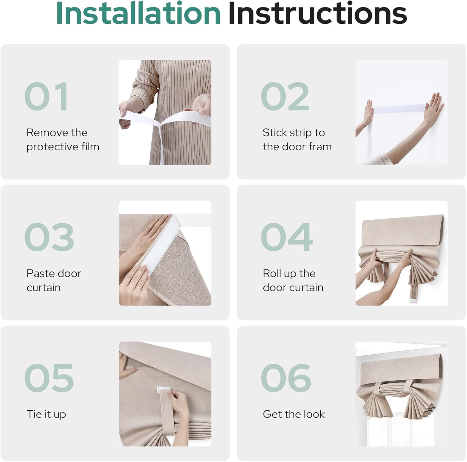 Linen Blackout French Door Curtain – Thermal Privacy Shade 26x68