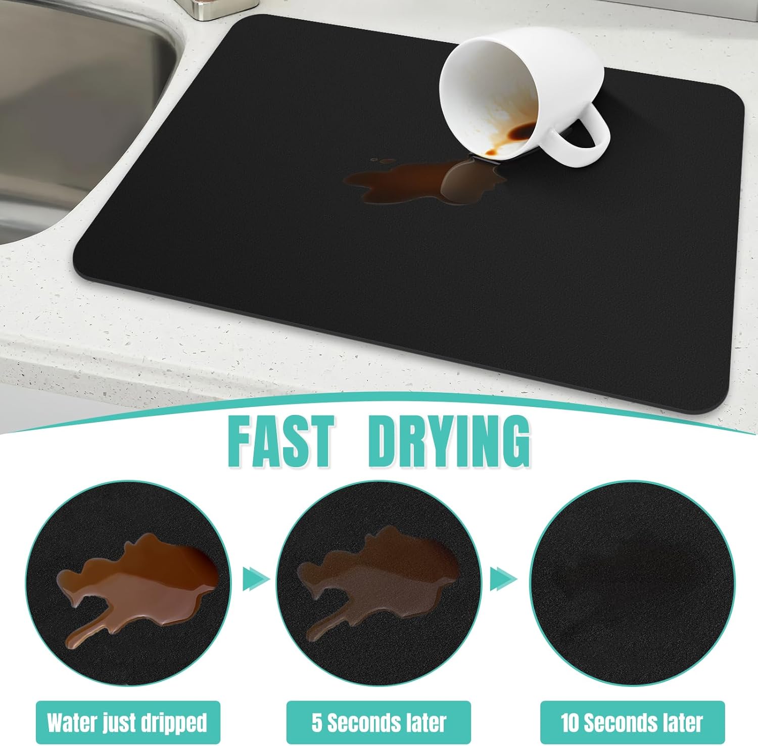 Coffee Mat Super Absorbent Dish Drying Mat Coffee Bar Accessories Match with Machine