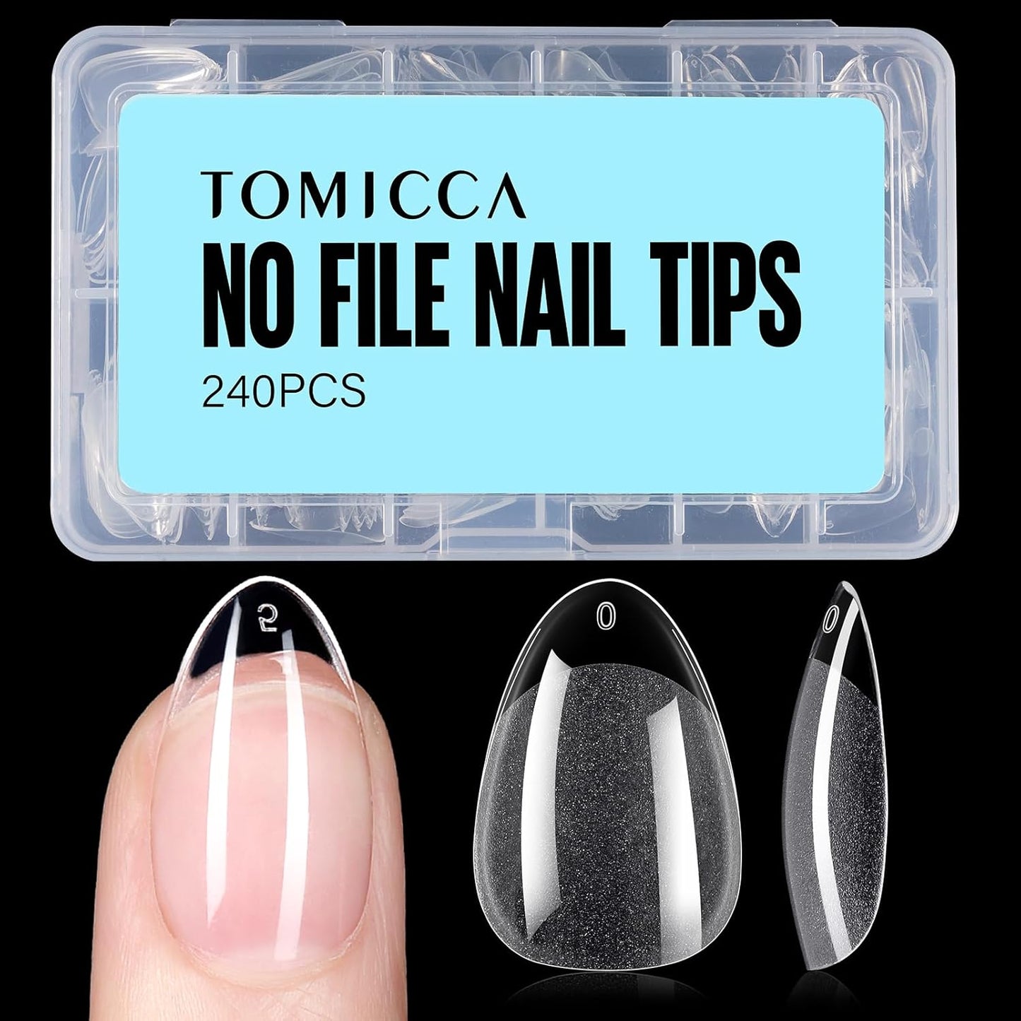Short Almond Nail Tips – 240 Pcs Half Matte Soft Acrylic 12 Sizes Pre-Shaped Cover