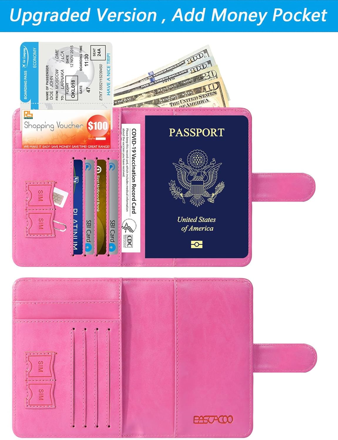 Passport Holder Cover Wallet – RFID Blocking Travel Card Case Pink