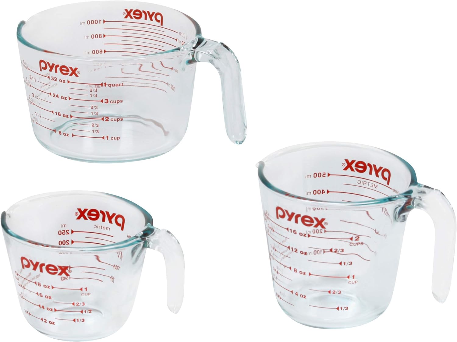 Pyrex Essentials (3-Pack) Glass Measuring Cups Set Measuring Cups