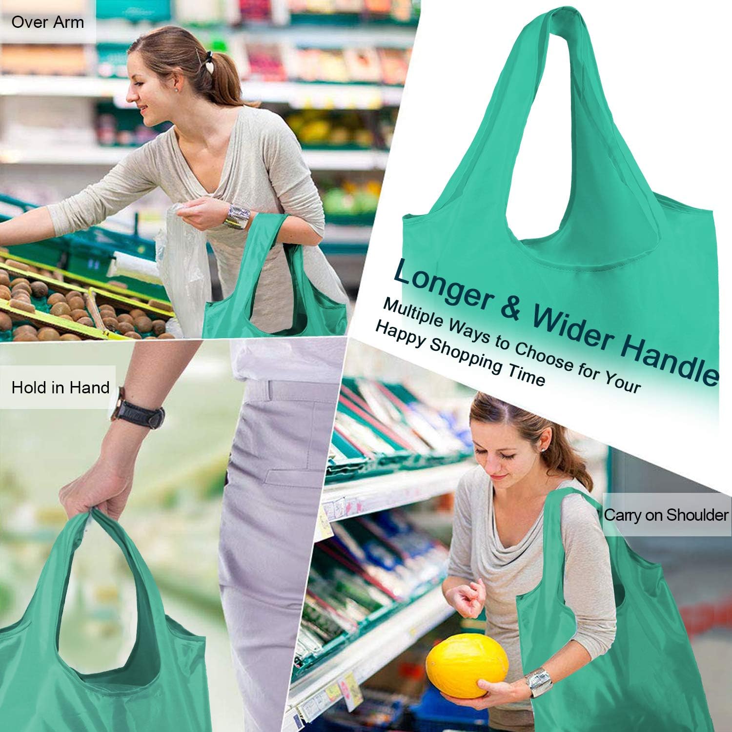 BeeGreen Reusable Grocery Bags – 10 Pack Extra Large Foldable