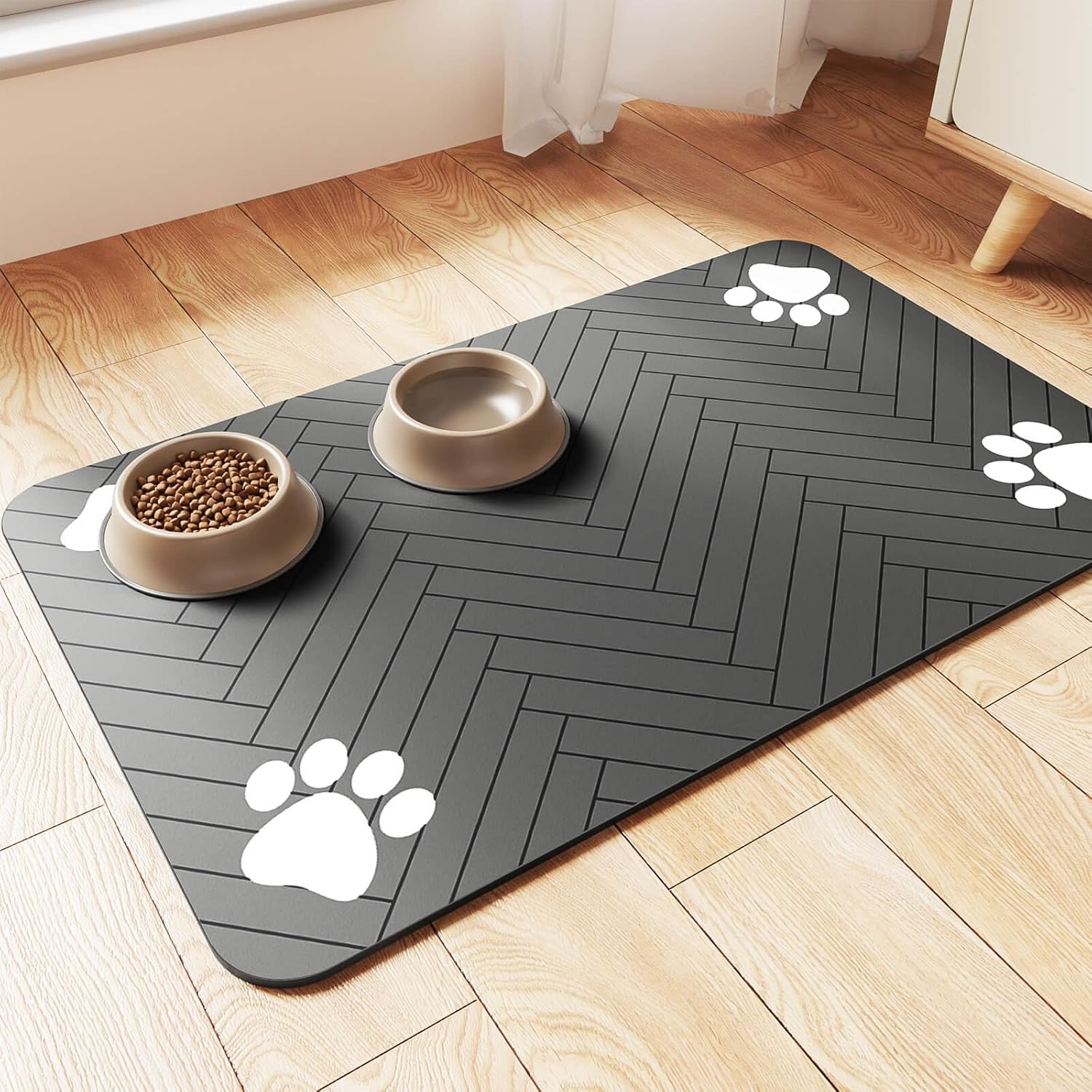 Pet Feeding Mat – Absorbent, Waterproof Bowl Placemat (12"x20")