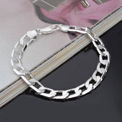 Chunky Sideways Chain Bracelet: Silver and 18k Gold plated