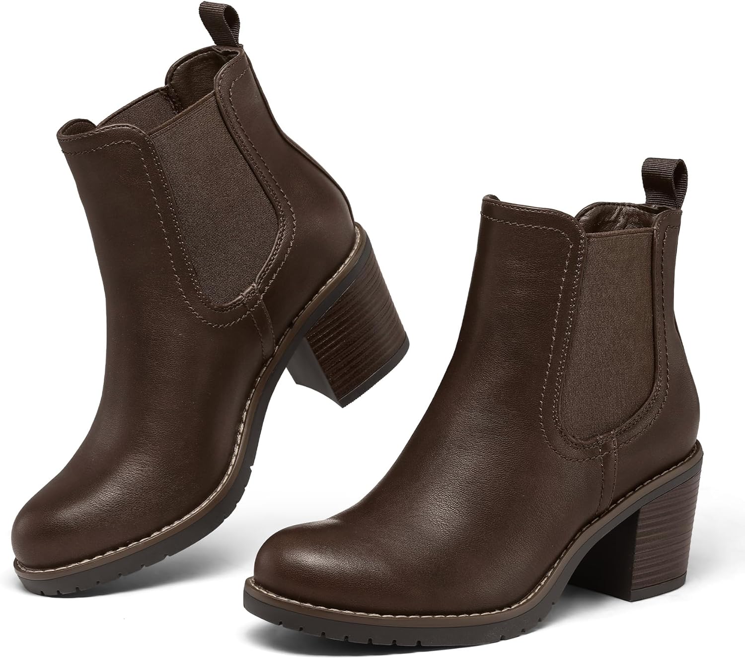 Women’s Ankle Chelsea Boots – Slip-On Low Chunky Heel Booties