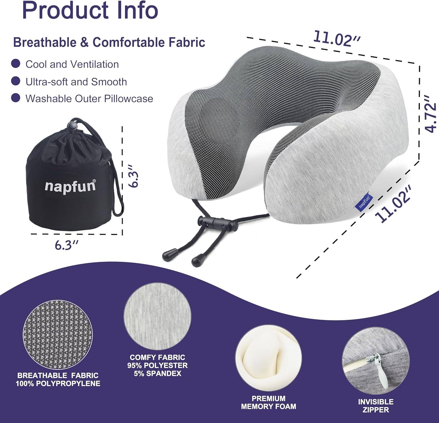 Memory Foam Travel Neck Pillow – Ergonomic Airplane Headrest