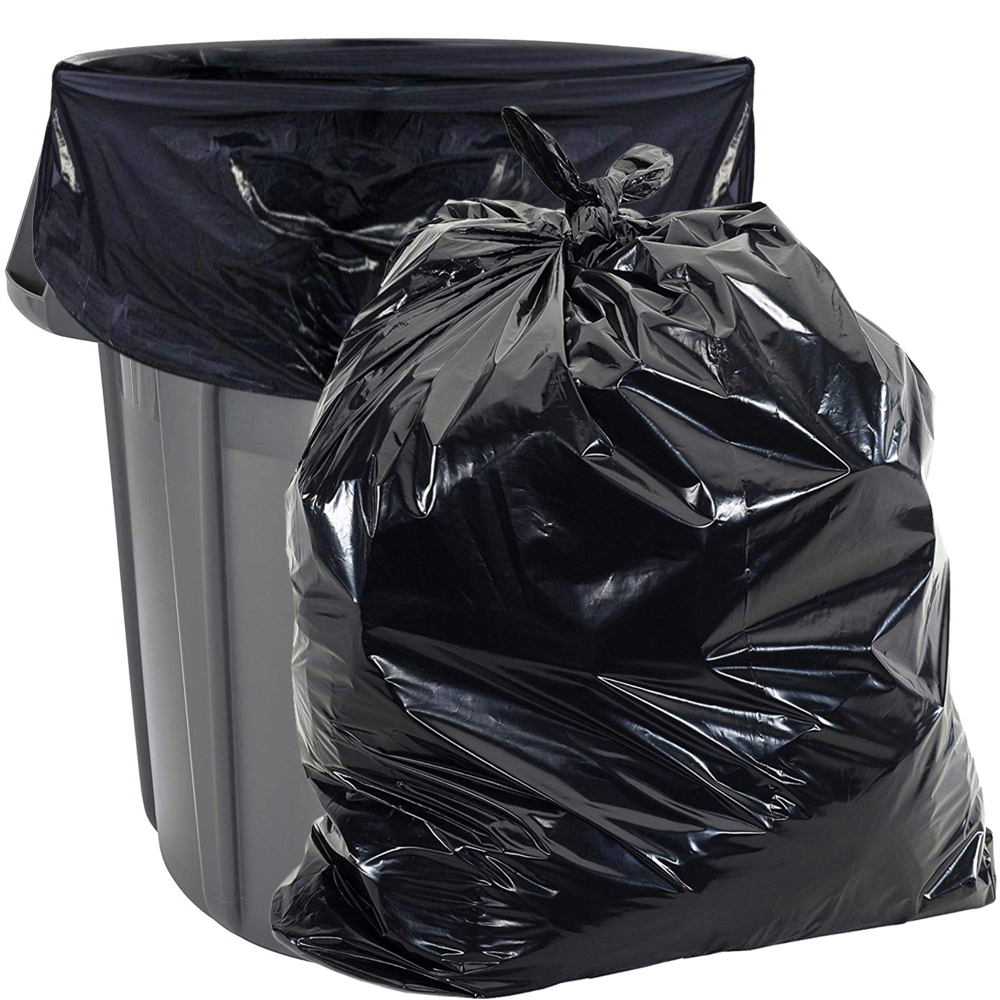 Aluf Plastics Heavy Duty 55 Gallon Trash Bags – 50 Pack, 1.5 MIL Industrial