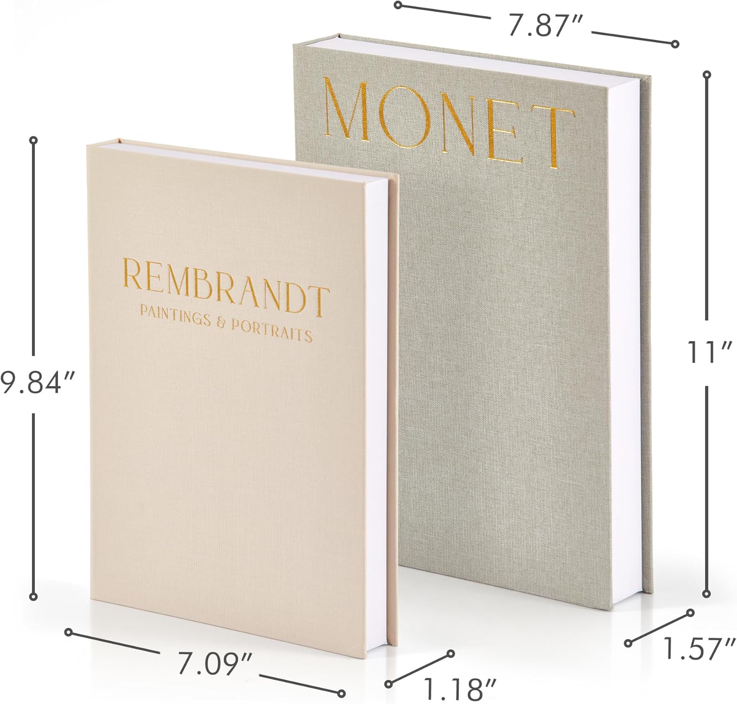 Set of 2 Decorative Linen Books – Faux Book Storage Boxes