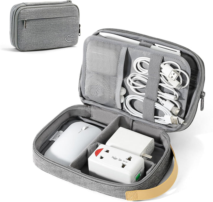 Travel Electronic Cord Organizer Bag – Expandable Cable & Gadget Case (Grey)