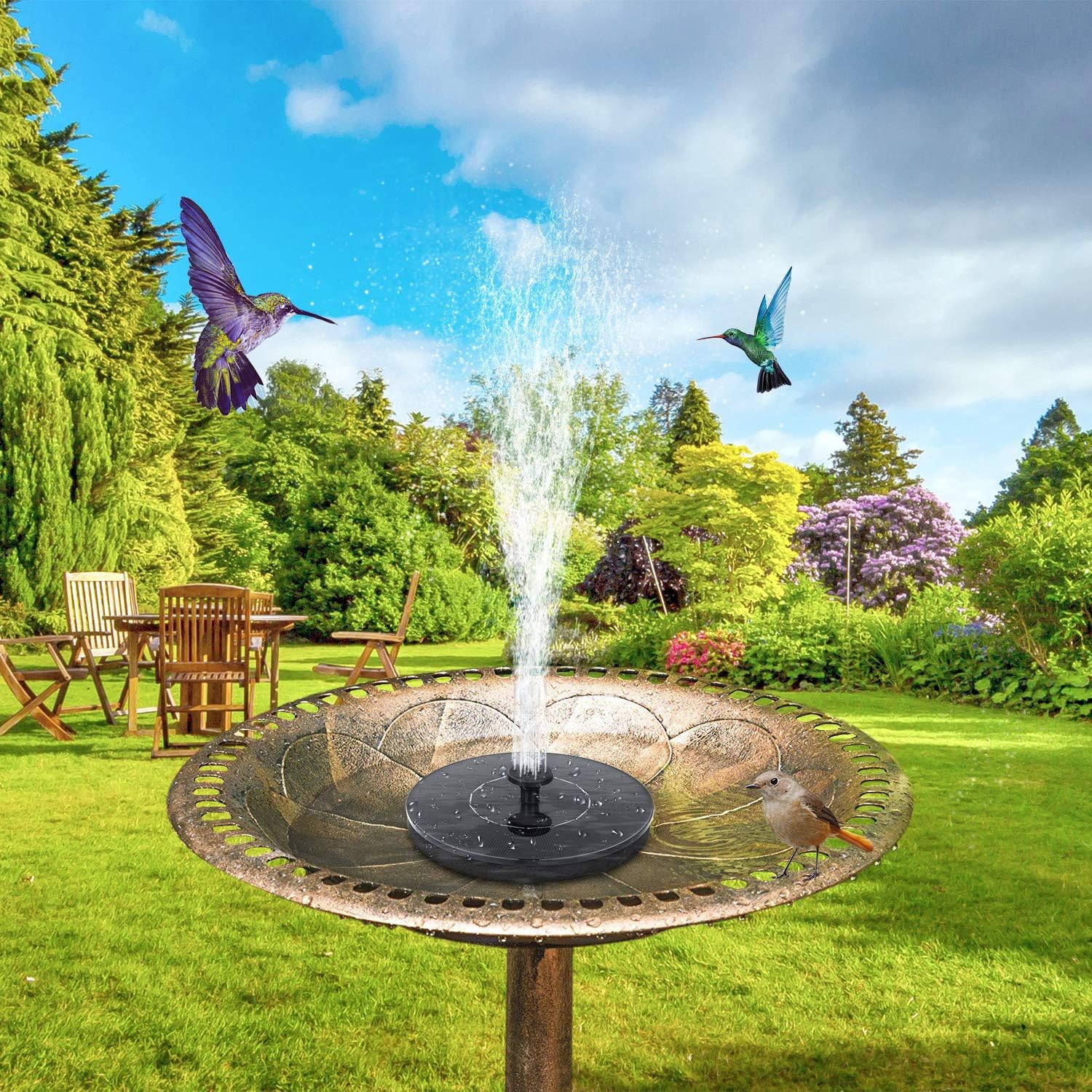 Solar Bird Bath Fountain Pump – 1W Solar Powered Floating Pump with 6 Nozzles