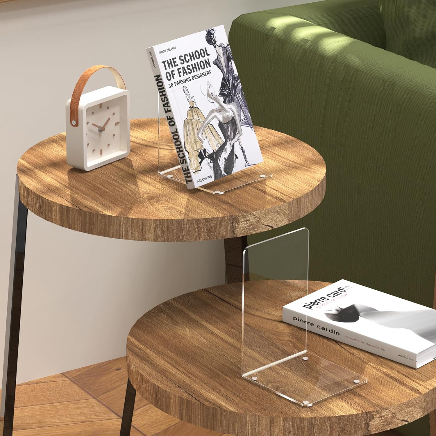 Clear Acrylic Bookends – 4 Pcs Heavy-Duty L-Shaped Book Holders