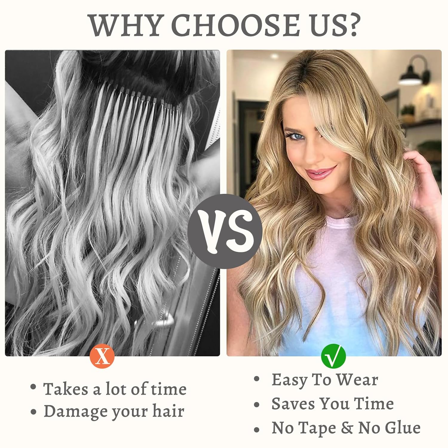 Clip-in Hair Extensions 24 Inch – 8PCS Natural Black Mix Silver Grey Long Wavy Synthetic Hair, Thick Double Weft Clip-ins for Women