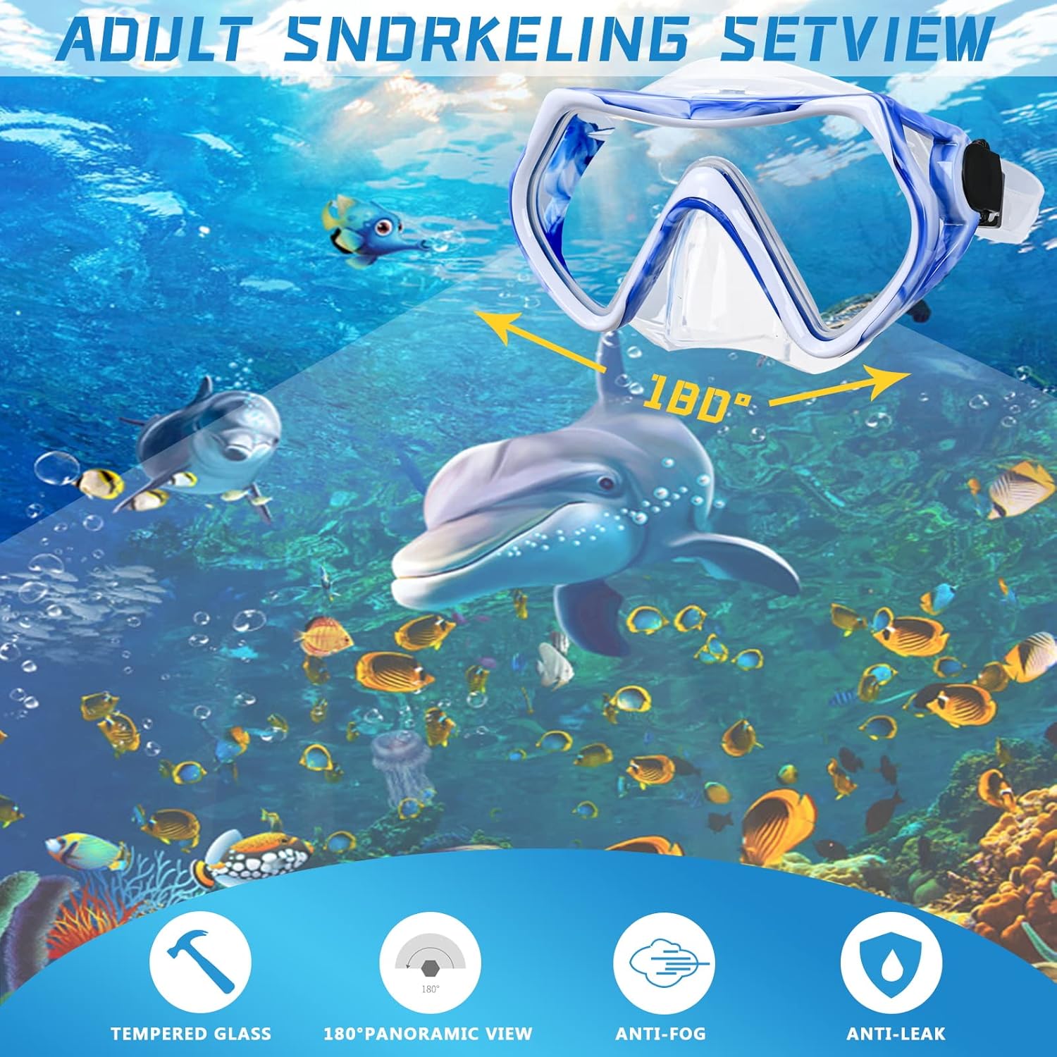 Full Face Snorkel Mask Set – Dry Snorkel & Goggles for Adults