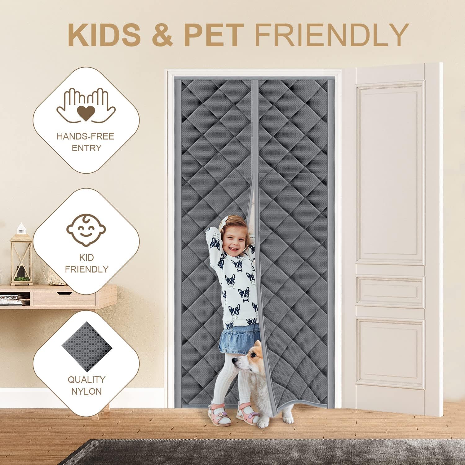Magnetic Thermal Insulated Door Curtain – Weatherproof & Quiet