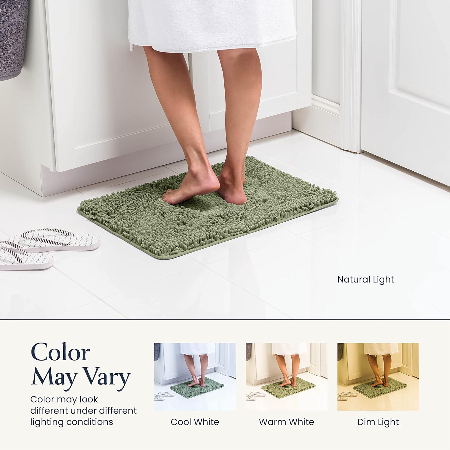 2-Piece Bathroom Rug Set – Plush Chenille Bath Mats with Rubber Backing