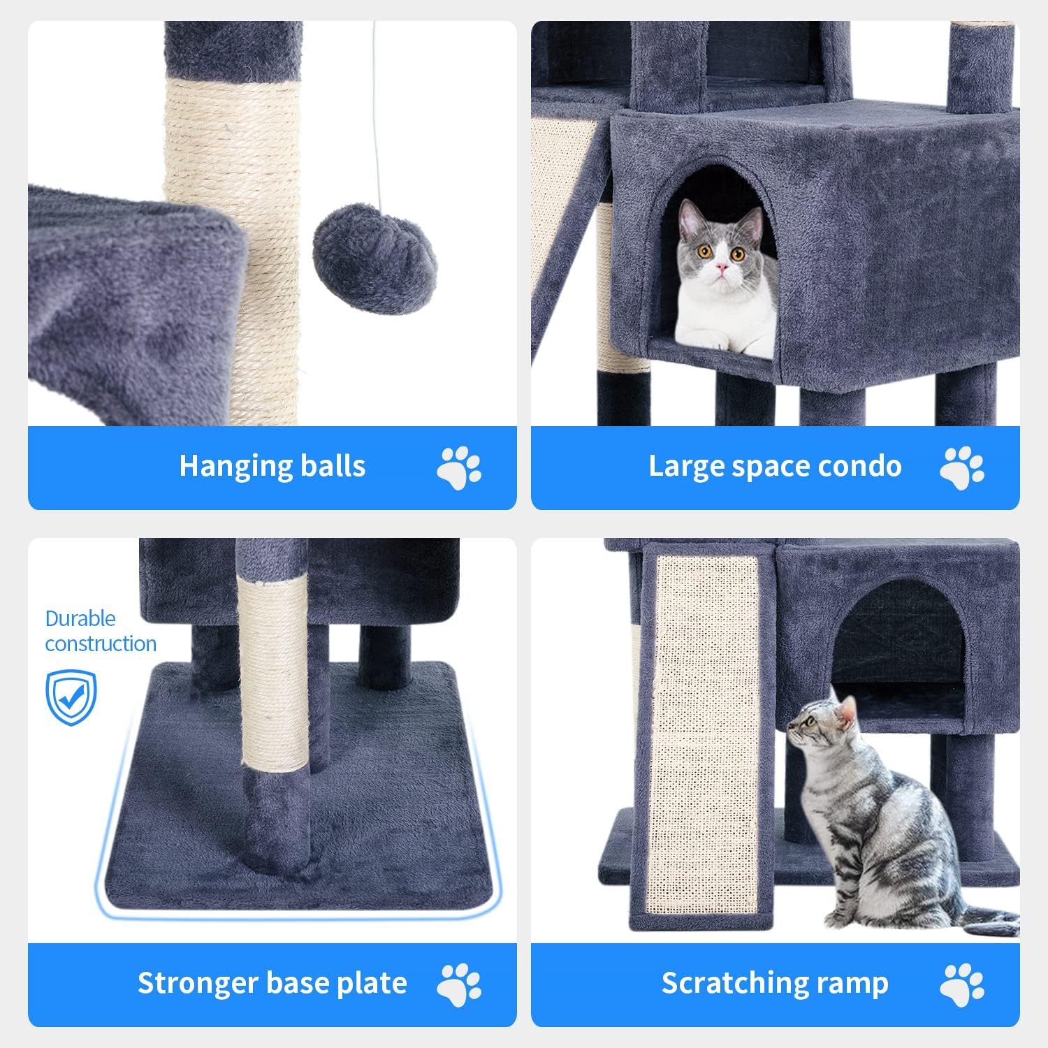 36-Inch Cat Tree for Indoor Cats – Multi-Level Cat Tower with Posts