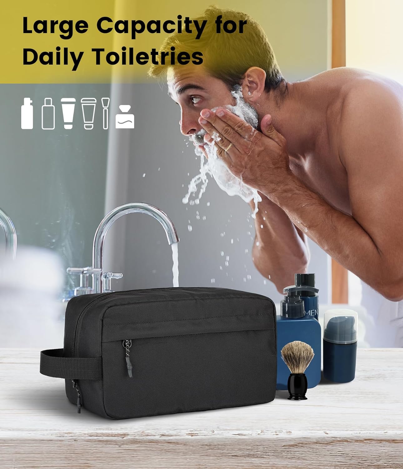 Travel Toiletry Bag for Men – Hanging Water-Resistant Dopp Kit