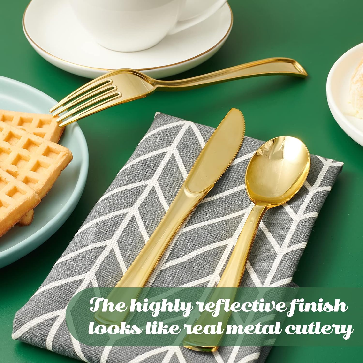 300-Pack 6.8" Gold Disposable Plastic Spoons – Heavy Duty & Elegant Cutlery