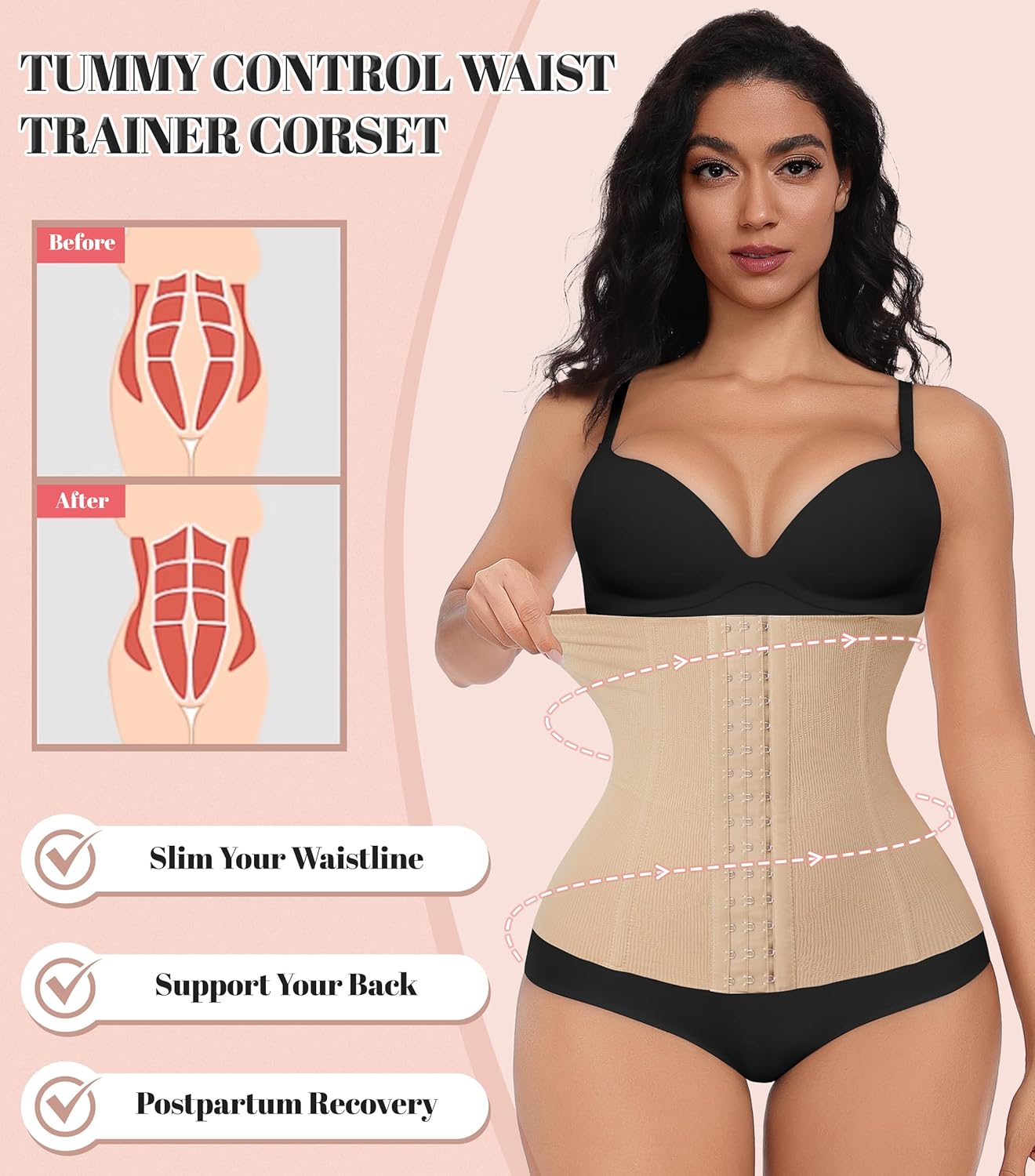 Postpartum Waist Trainer Corset – Tummy Control Shapewear Girdle