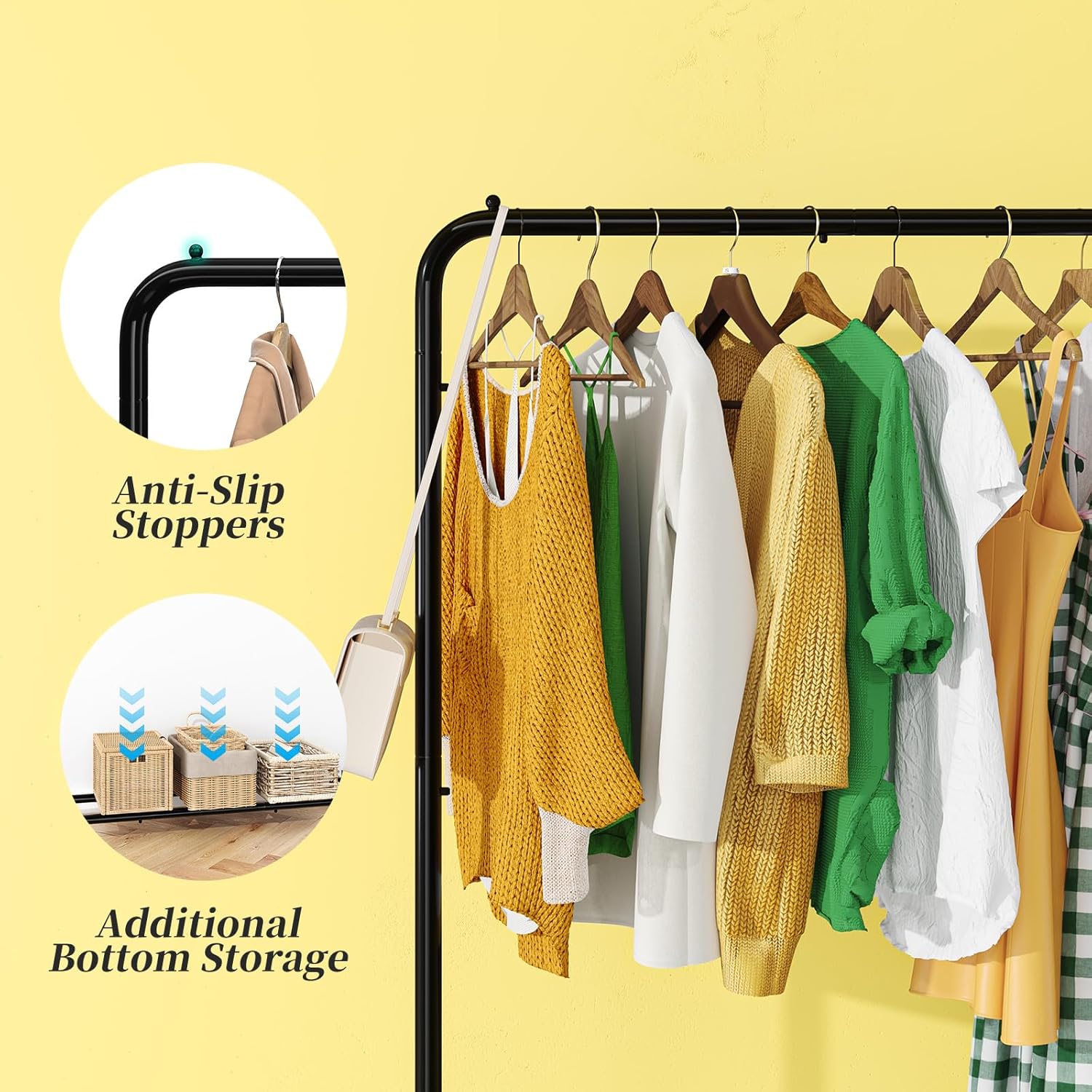 Rolling Clothes Rack with Storage Shelves – Heavy-Duty Garment Organizer