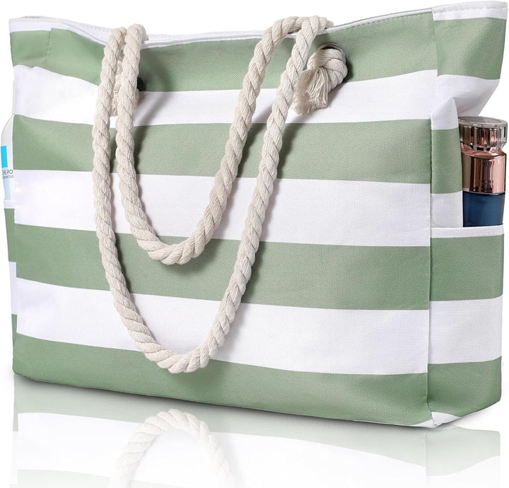 Large Beach Bag for Women – Waterproof, Sandproof Tote with Zipper