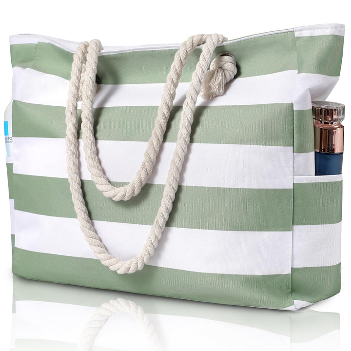 Large Beach Bag for Women – Waterproof, Sandproof Tote with Zipper