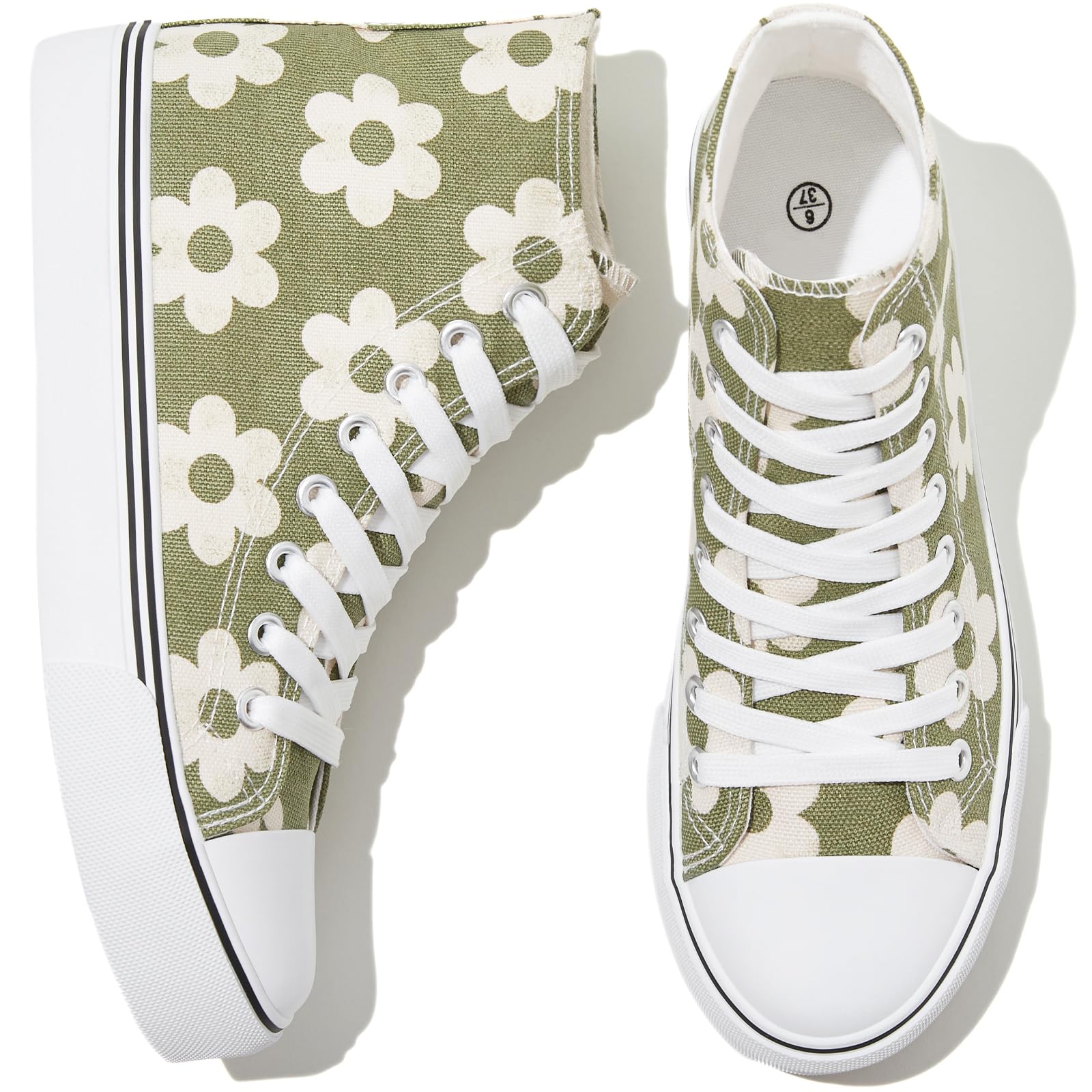 Women’s High-Top Canvas Sneakers – Lace-Up Casual Walking Shoes