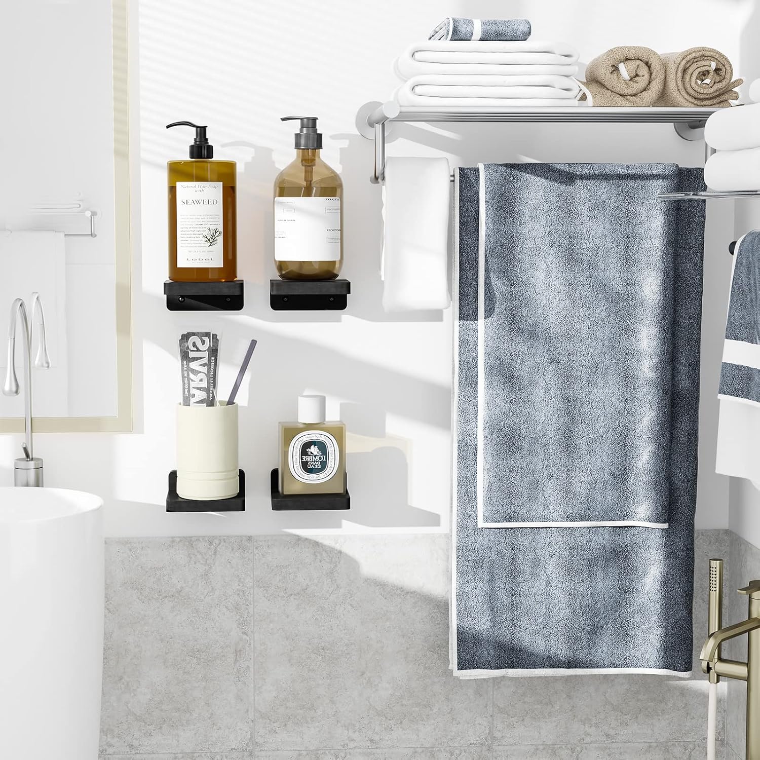 Set of 4 Small Floating Wood Shelves – 4" Wall Mounted Mini Display