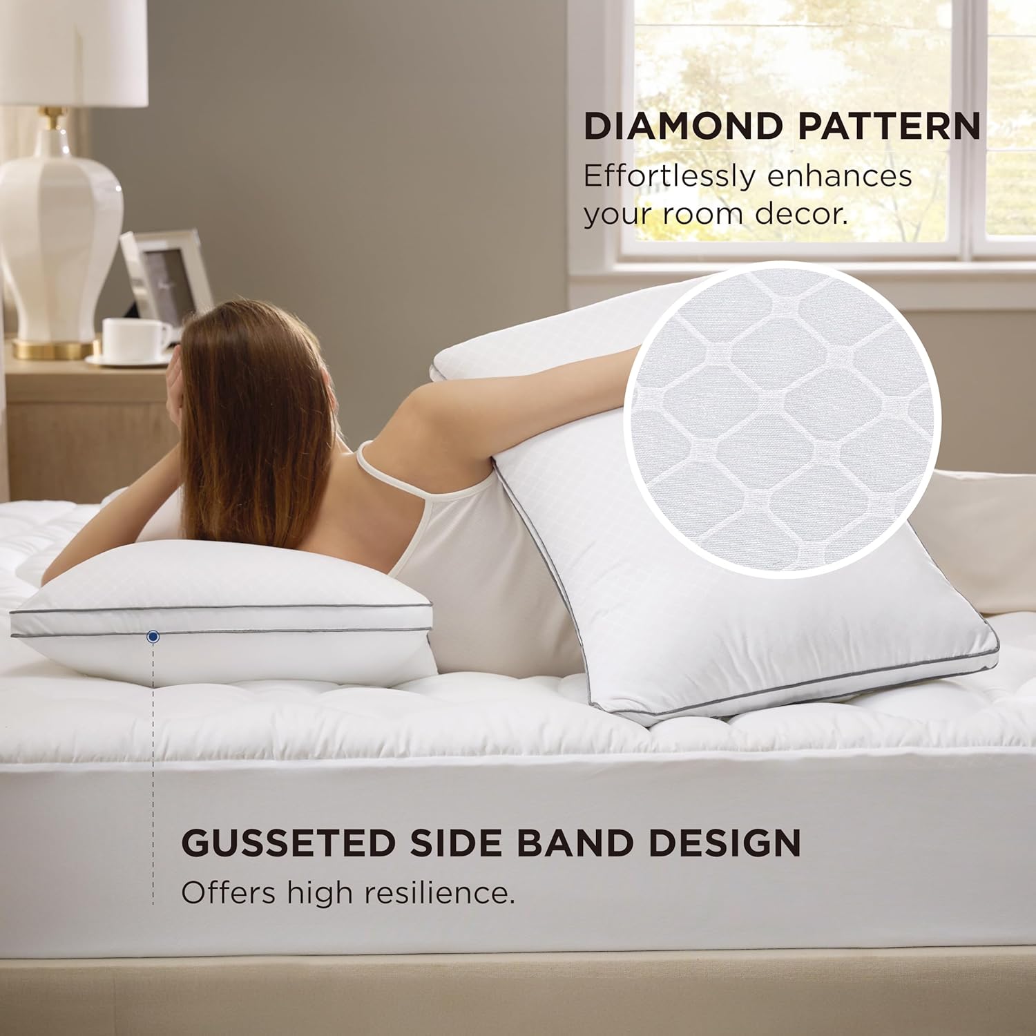 Queen Pillow Set of 2 – Fluffy Down Alternative, Supportive & Soft