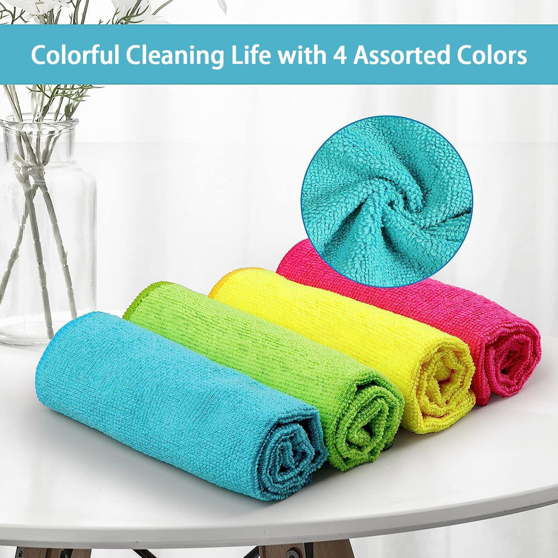 Microfiber Cleaning Cloths – 12-Pack Reusable Towels, Lint-Free