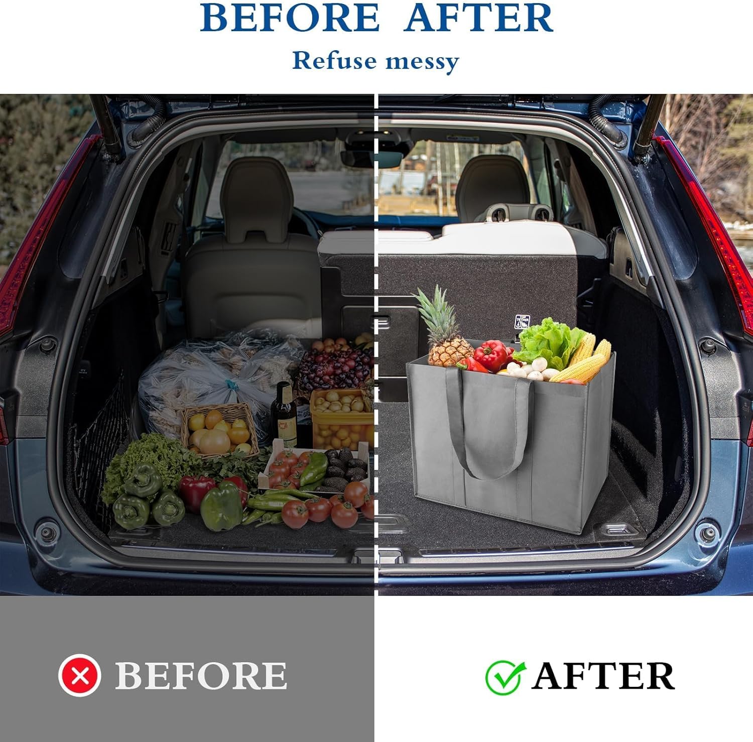 Reusable Grocery Shopping Bags – 10 Pack Large Foldable Tote Bags