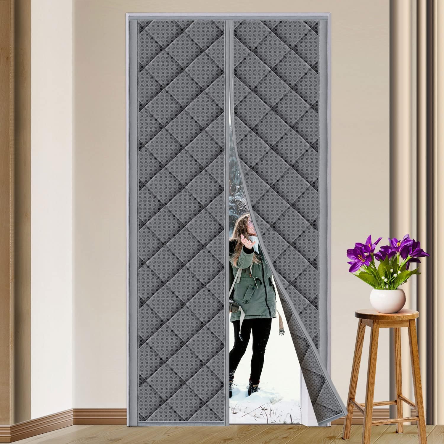 Magnetic Thermal Insulated Door Curtain – Weatherproof & Quiet