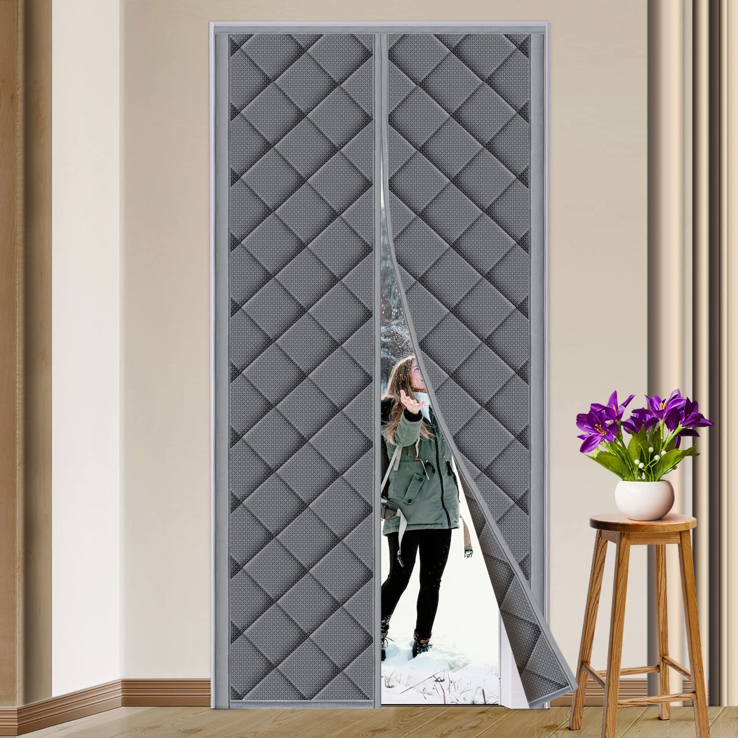 Magnetic Thermal Insulated Door Curtain – Weatherproof & Quiet