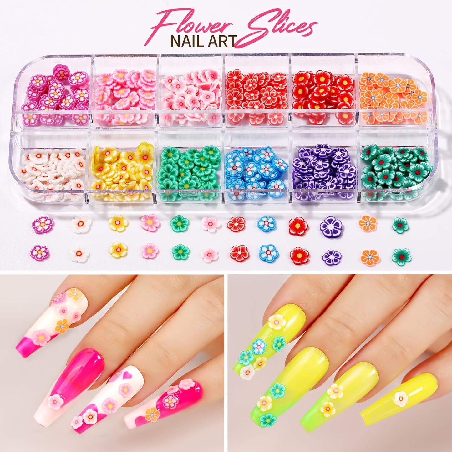 Teenitor 12 Sheets 3D Nail Art Stickers – Self-Adhesive Nail Decorations with 5 Boxes Holographic Glitter Flakes, Butterfly, Heart, Star, Maple Leaf Sequins & Flower Slices