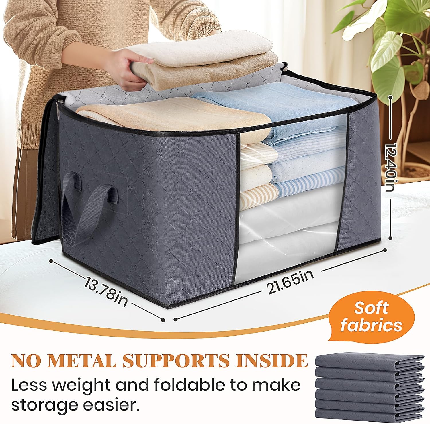 6-Pack Foldable Clothes Storage Bags – Thick Non-Woven Fabric Organizers