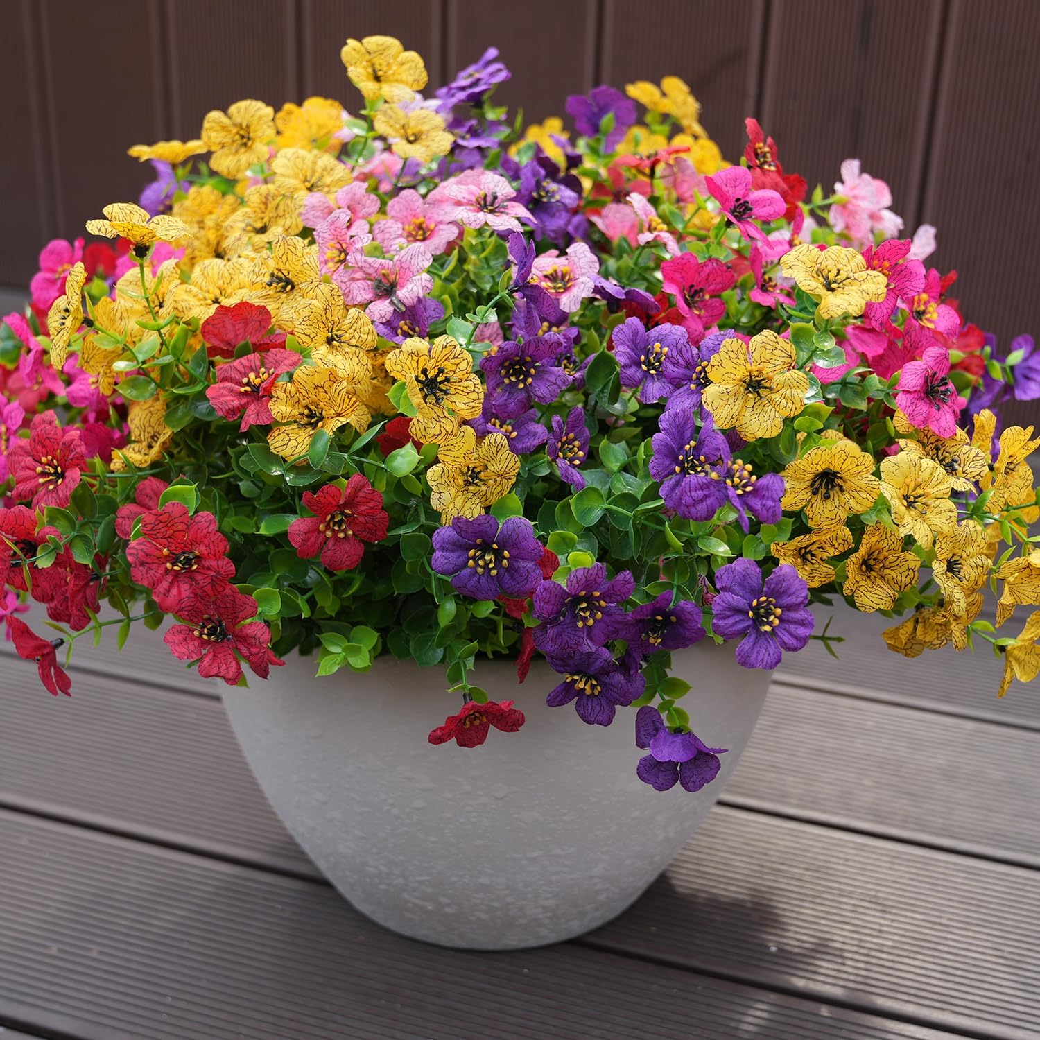20 Bundles Artificial Outdoor Flowers – UV Resistant Faux Silk Plants for Porch & Patio