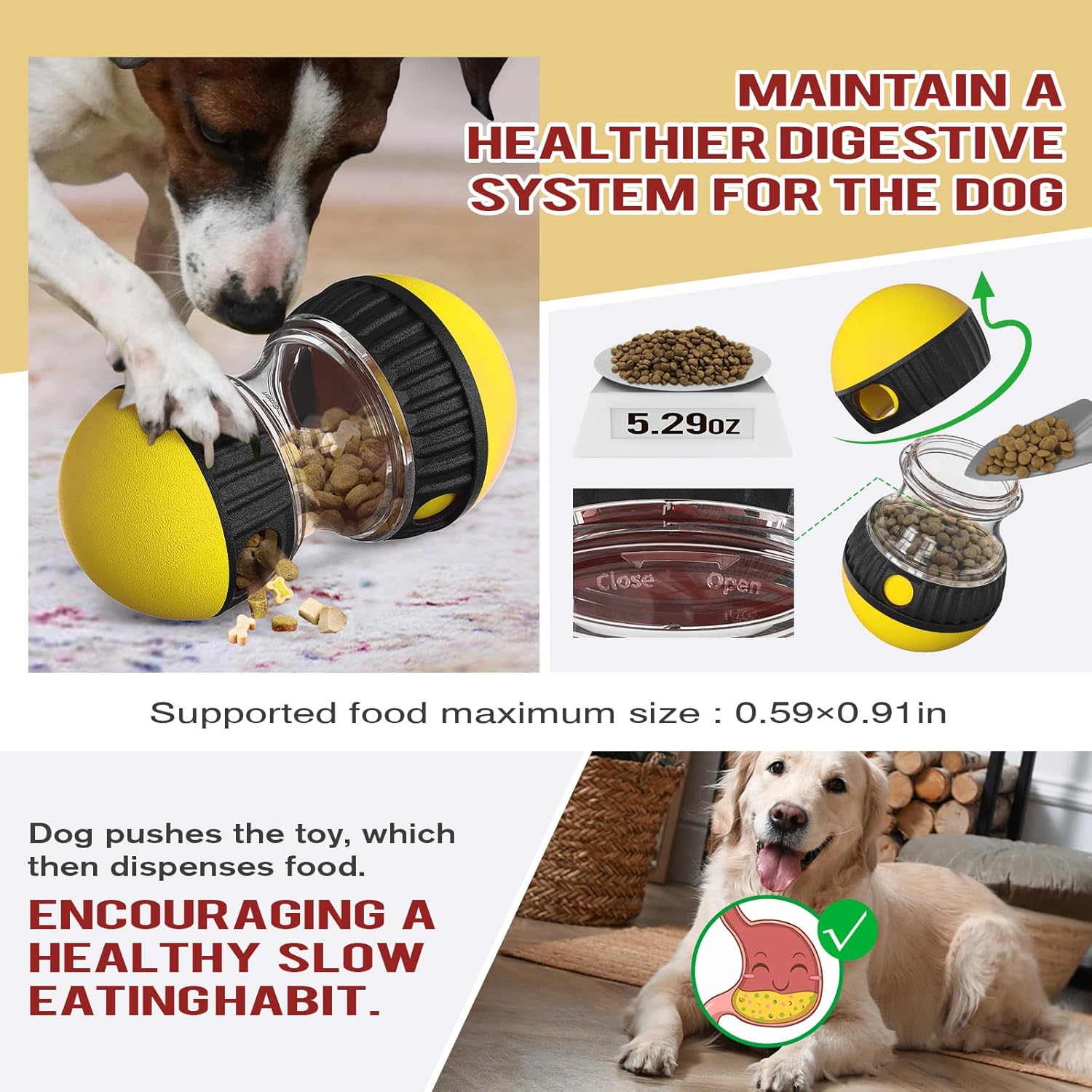 Dog Interactive Puzzle Toy – Adjustable Food Dispensing Treat Dispenser