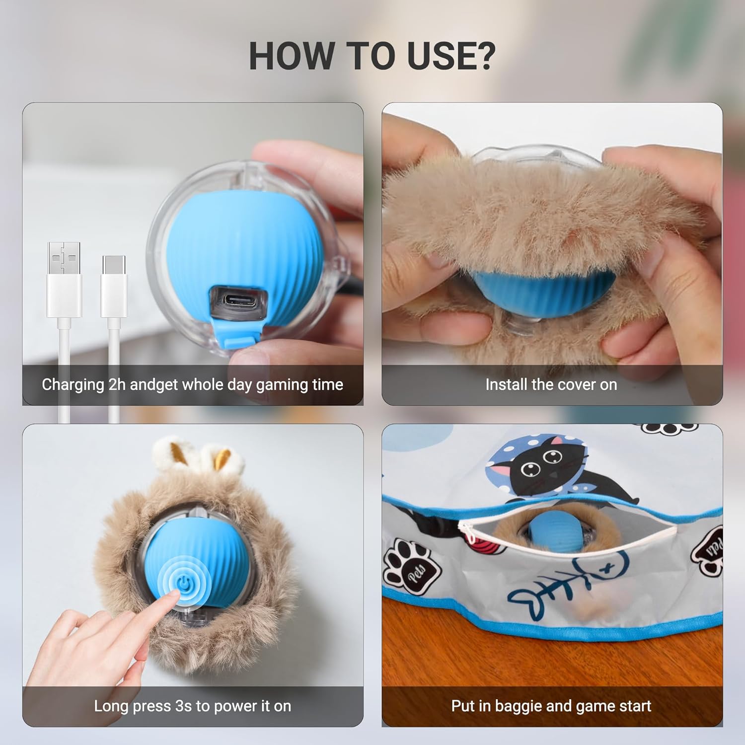 Interactive Cat Toy for Indoors – Automatic Motion-Activated Rolling