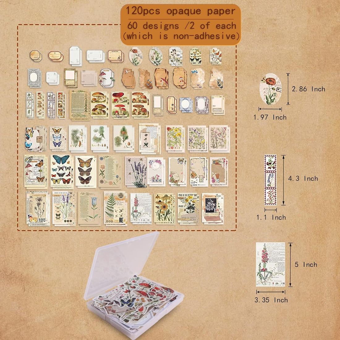 200 Vintage Scrapbook Stickers – Washi  Matte Set for Journals Crafts