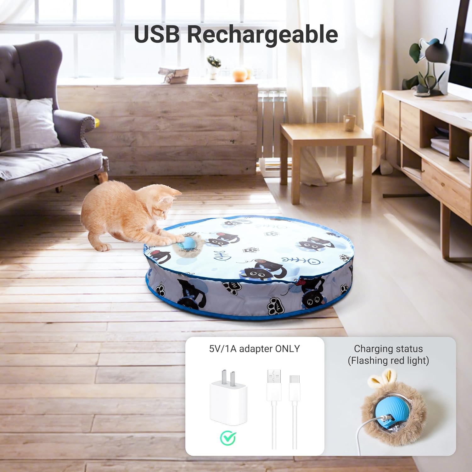 Interactive Cat Toy for Indoors – Automatic Motion-Activated Rolling
