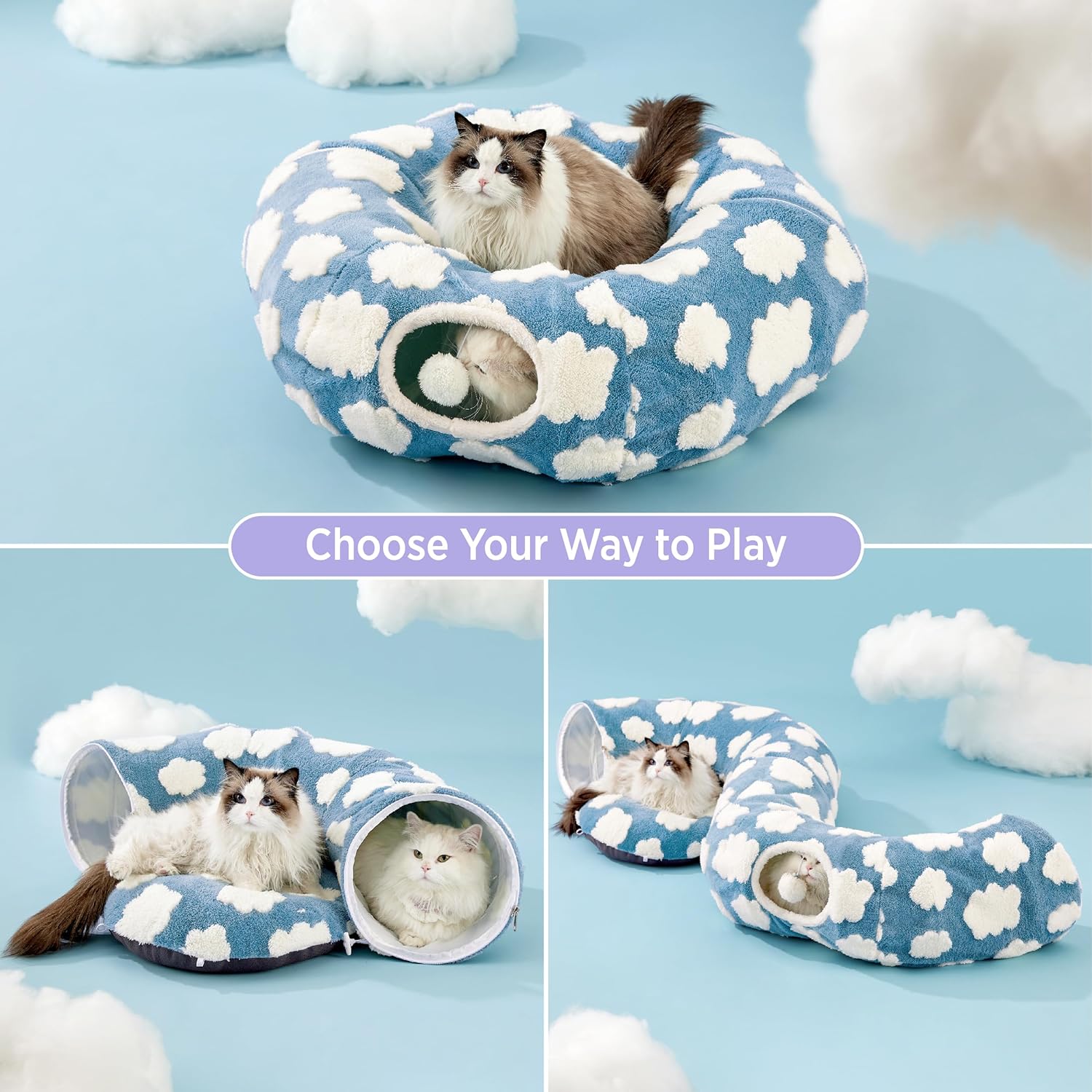 Cat Tunnel Bed for Indoor Cats – Cute Donut Tunnel