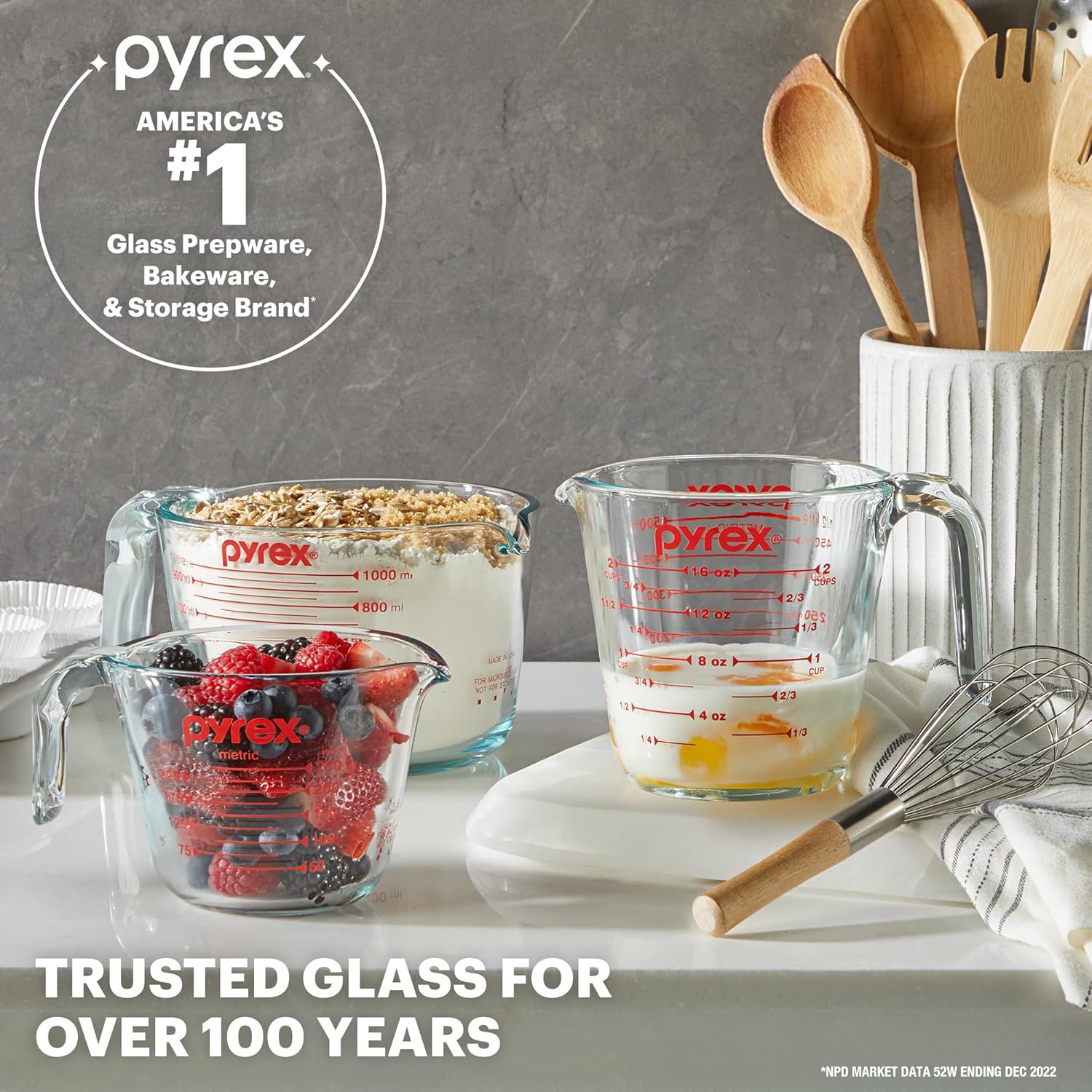 Pyrex Essentials (3-Pack) Glass Measuring Cups Set Measuring Cups