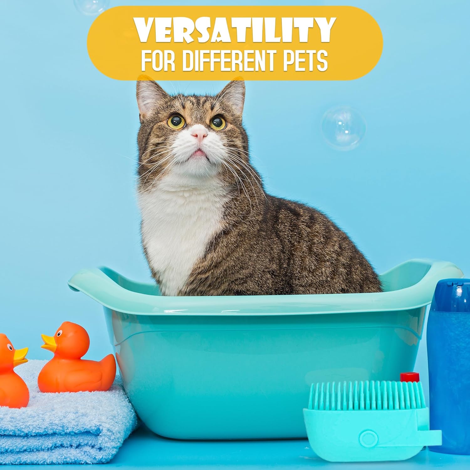 Dog Bath Brush with Soap Dispenser – Silicone Scrubber for Dogs, Exfoliating Shampoo