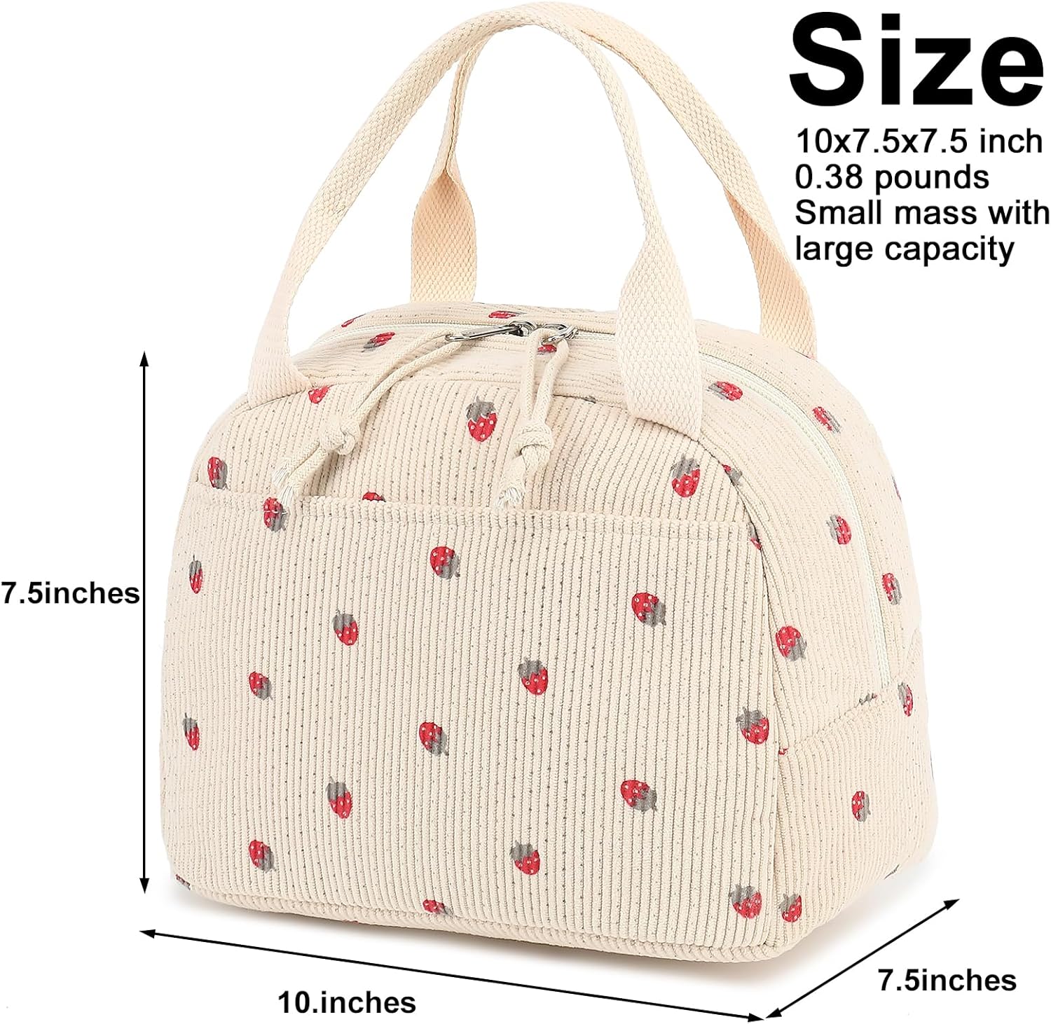 Corduroy Insulated Lunch Bag for Women – Stylish Waterproof Cooler Tote