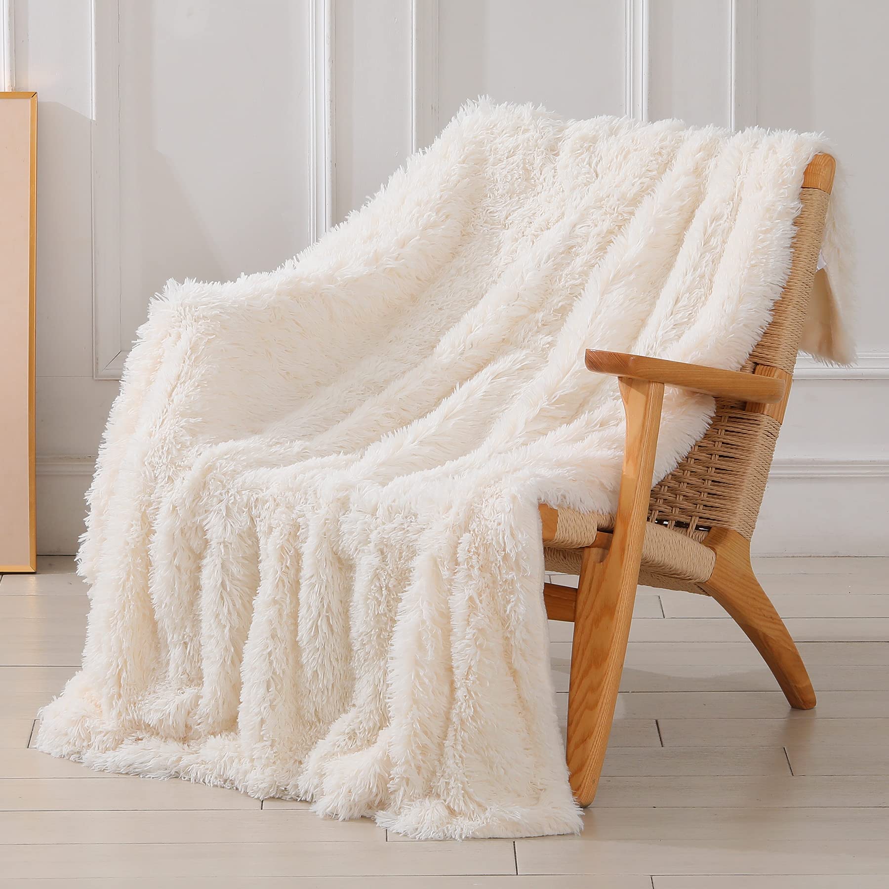 Decorative Extra Soft  Faux Fur Throw Blanket 50" x 60",Solid