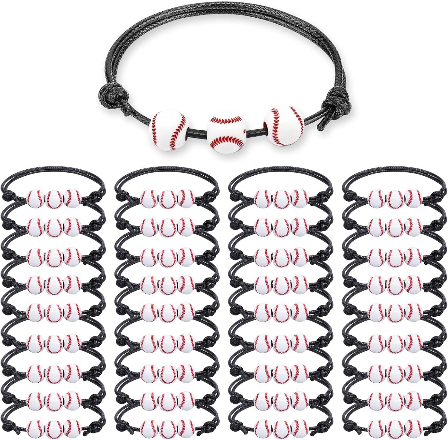36 Baseball Bracelets – Sports Party Favors for Boys & Teams
