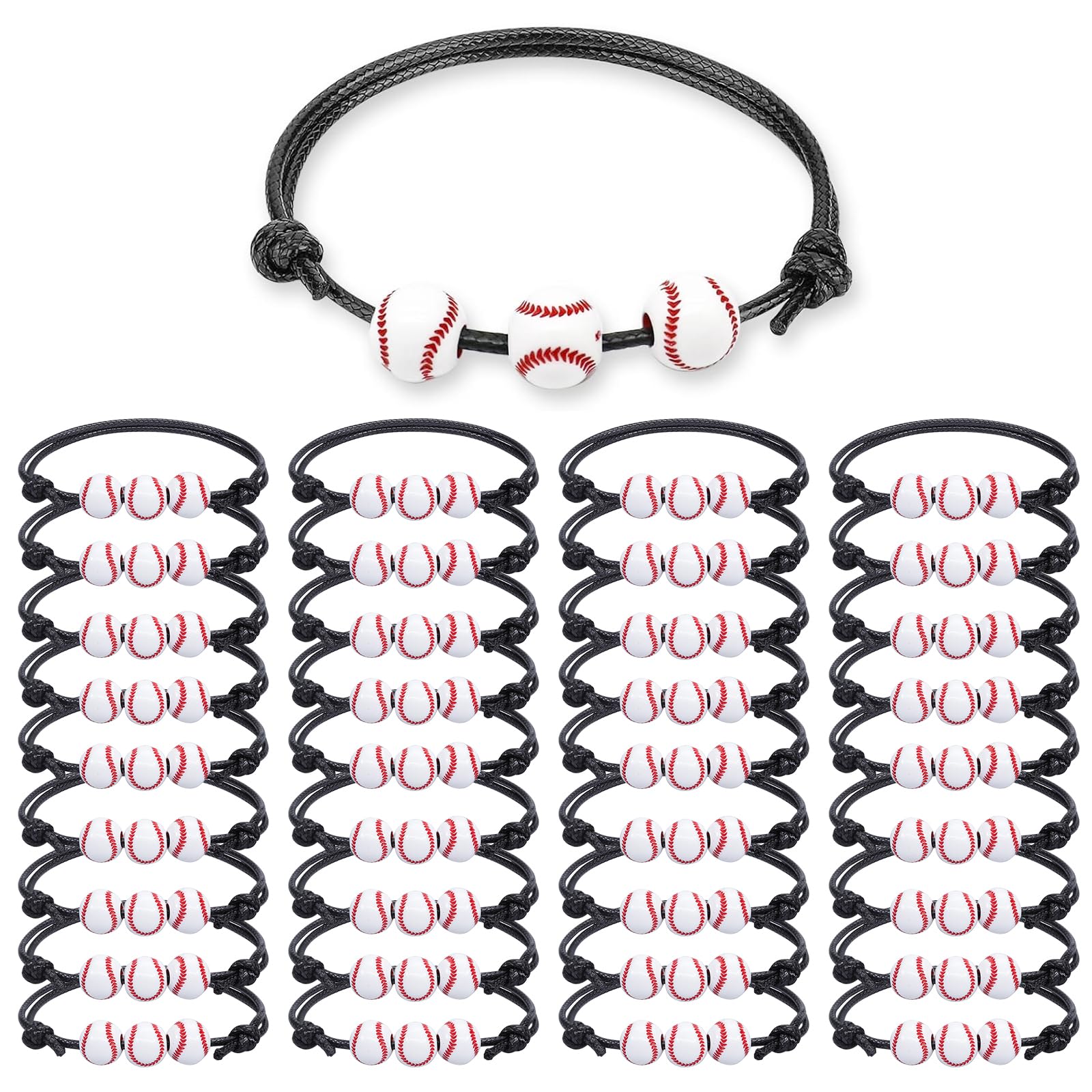 36 Baseball Bracelets – Sports Party Favors for Boys & Teams