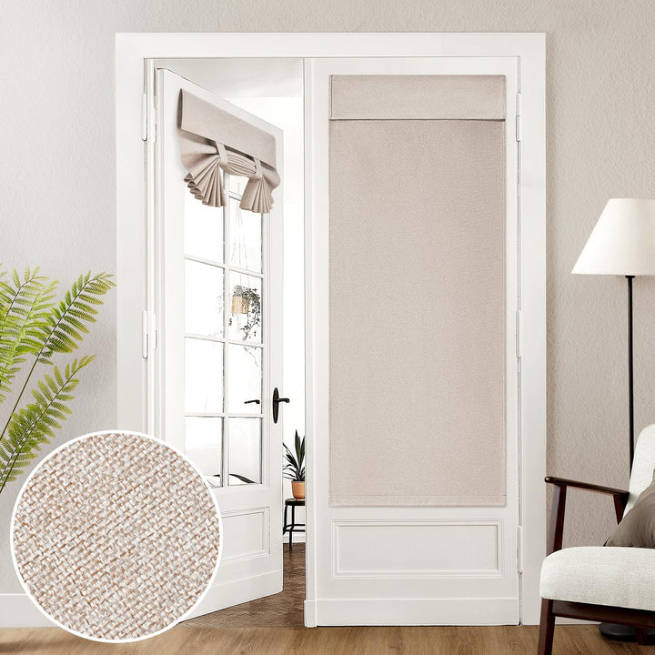 Linen Blackout French Door Curtain – Thermal Privacy Shade 26x68