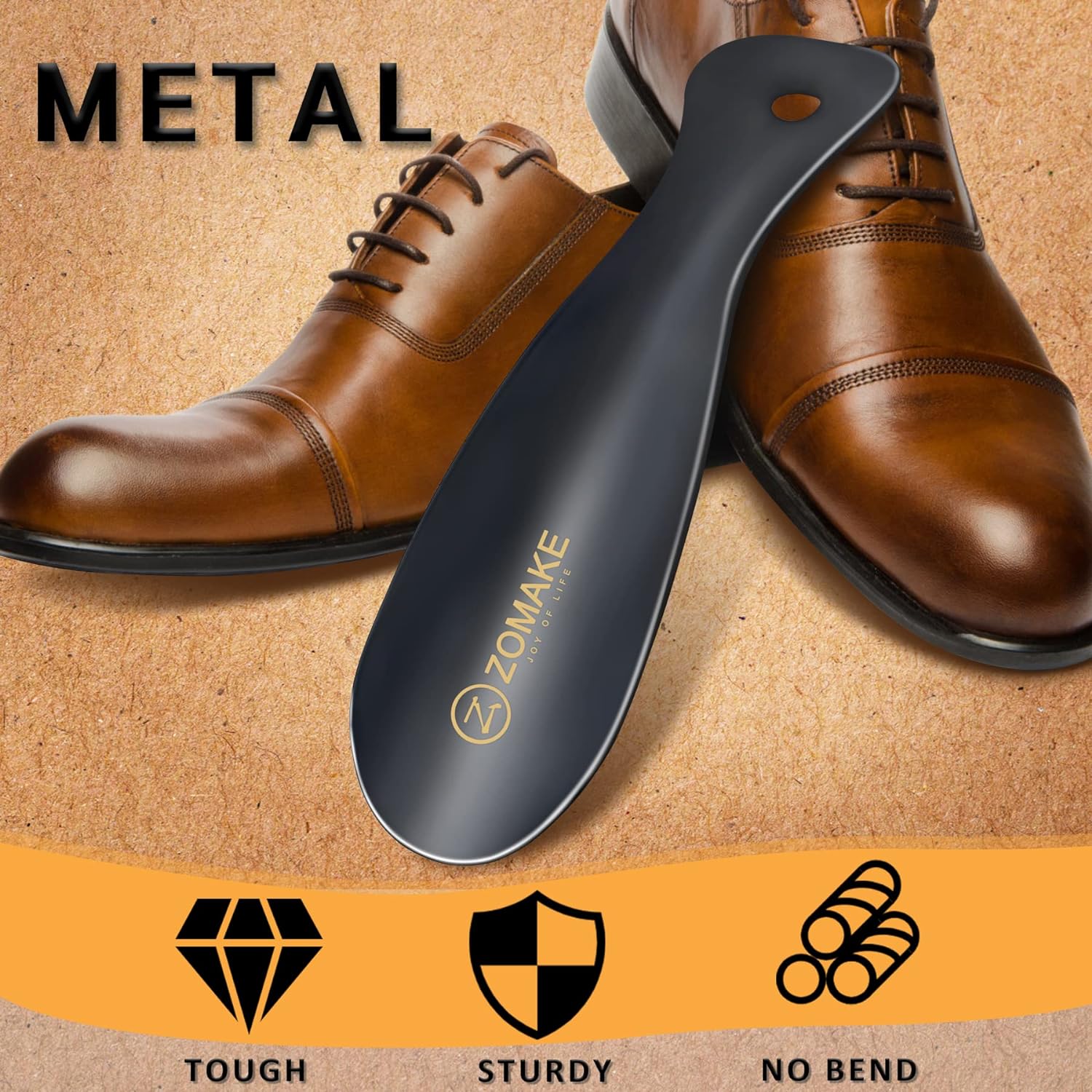 Metal Shoe Horn 2 Pack – Stainless Steel Shoehorn 7.5 Inches – Portable, Durable