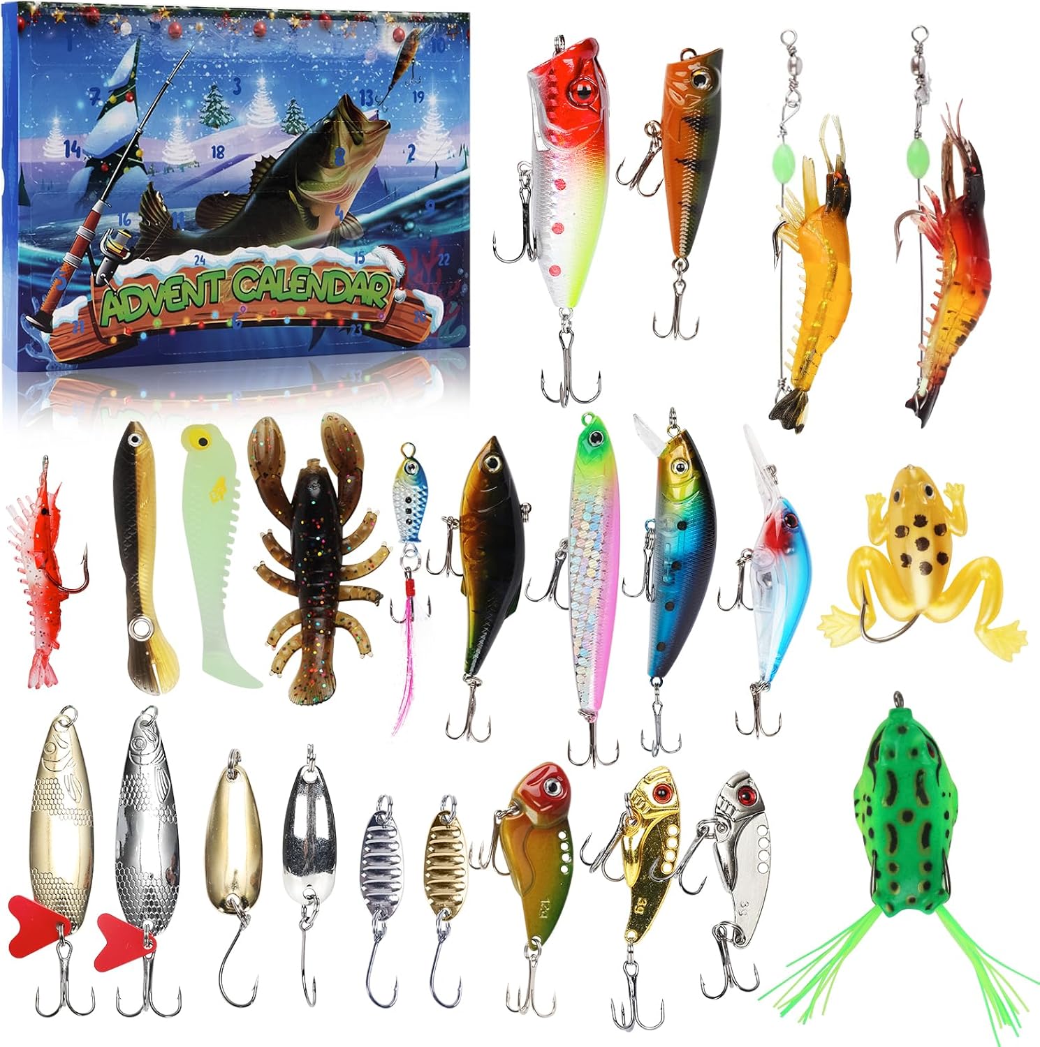 Fishing Advent Calendar 2025 – 24-Day Christmas Countdown with Lure Set